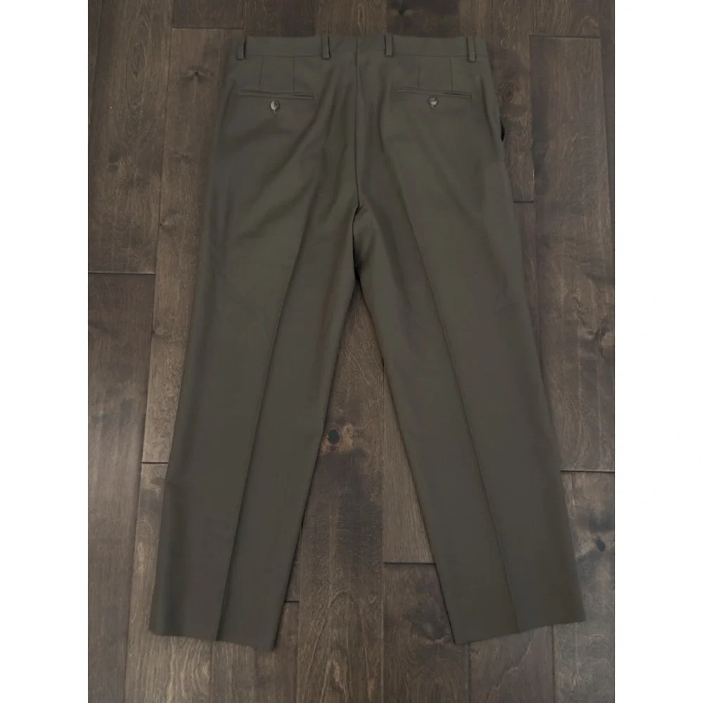 Joseph & Feiss Gold Men Brown Dress Pants Flat Front Classic Fit 100% Wool 35X28